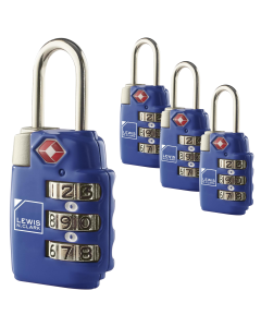 4x Lewis N Clark TSA Approved Combination Lock Travel Luggage Padlock - Blue