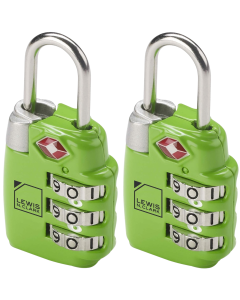 2x Lewis N Clark TSA Approved Combination Lock Travel Luggage Padlock - Green