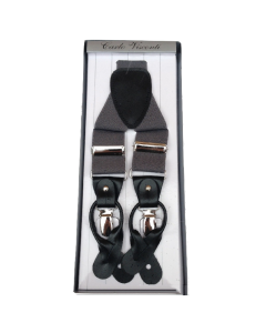 Mens Dark Grey Premium Convertible Suspenders - Adjustable Clip On Elastic Y-Back Braces