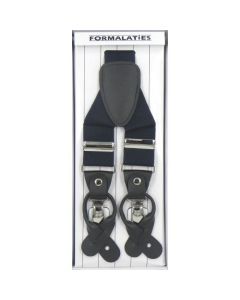 Mens Navy Premium Convertible Suspenders - Adjustable Clip On Elastic Y-Back Braces