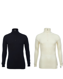 100% Wool MERINO SKINS Mens Half Zip Long Sleeve Thermal Top (Undershirt/Base Layer)