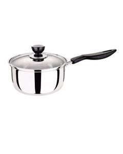 14cm Stainless Steel Milk Pot with Glass Lid Coffee Warmer w Handle