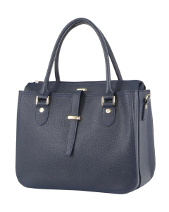 Morrissey Italian Womens Structured Leather Handbag Ladies Bag - Navy