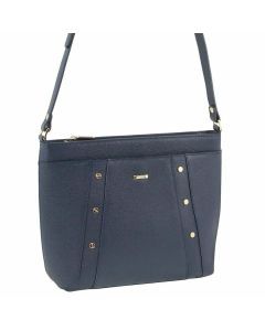 Morrissey Italian Womens Structured Leather Cross Body Handbag Bag Ladies - Navy