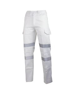 Tough Inc Cargo Pants - White w/ Reflective Scotch Tape (Painter/Night Worker Workwear UV50+)