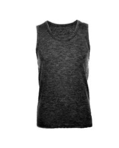 Merino Skins Mens Classic Round Neck Tank Singlet - Black (Thermal Wool Base Layer)