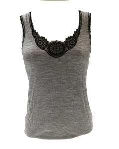MERINO SKINS Ladies Dianthe Tank Top - Soft Grey Marle (Merino Wool Rich Thermals)