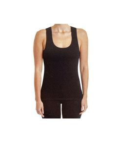 MERINO SKINS Ladies Scoop Neck Tank Top - Black (Sleeveless Wool Thermals Base Layer)