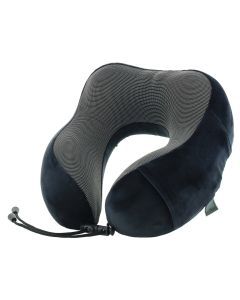 Milleni Memory Foam Comfort Ergonomic Air Travel Neck Pillow Neck Support Flight - Black/Grey