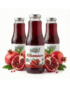 3x 1L Natures Goodness Pomegranate Cold Pressed Juice in Glass Jar - Product of Georgia