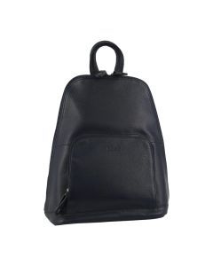 Milleni Womens Twin Zip Backpack Nappa Italian Leather Travel Bag - Navy