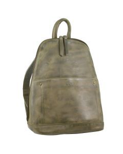 Milleni Ladies Genuine Italian Leather Backpack Bag Twin Zip - Olive