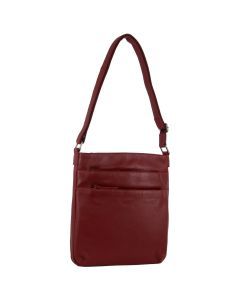 Milleni Ladies Nappa Leather Zip Closure Cross Body Bag Travel - Red