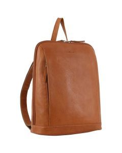 Milleni Ladies Backpack Shoulder Bag Nappa Leather Womens Rucksack - Cognac