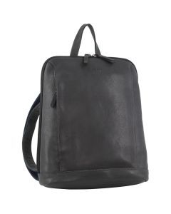 Milleni Ladies Nappa Leather Bag Twin Zip Backpack w/ Zipped Pocket - Teal