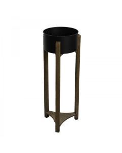 Fusion Steel Plant Stand Outdoor Indoor Flower Pot Rack Home Planter Shelf - Black 63cm x 24cm