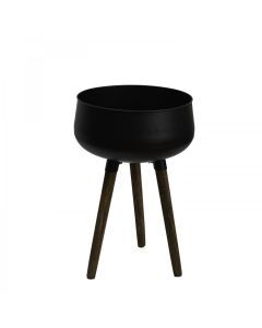 Fusion Steel Plant Stand Outdoor Indoor Flower Pot Rack Home Planter Shelf - Black 55cm x 35cm