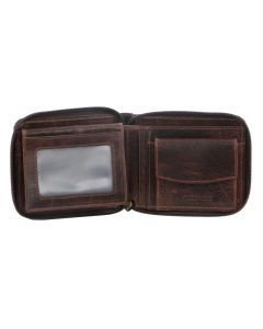 Pierre Cardin Mens Genuine Leather Zip Around Wallet w/ RFID Guard - Chocolate