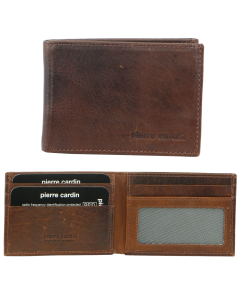 Pierre Cardin Mens RFID Slim Wallet Genuine Italian Leather w Gift Box - Cognac