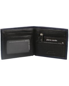 Pierre Cardin Mens Wallet RFID Blocking Genuine Italian Leather - Black
