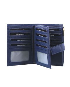 Pierre Cardin Ladies Womens Bi-Fold Italian Leather Credit Card Holder Wallet Purse - Denim