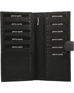 Pierre Cardin Leather Passport Holder Travel Wallet w/ RFID Protection - Black