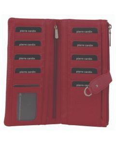 Pierre Cardin Womens RFID Italian Leather Wallet Purse Credit Card Holder - Red