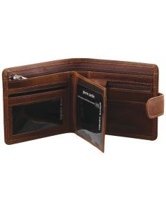 Pierre Cardin Men's Soft Rustic Leather with Buckle RFID Protected Wallet - Cognac