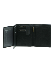Pierre Cardin Mens Rustic RFID Leather Tri-Fold Wallet Card Holder - Black