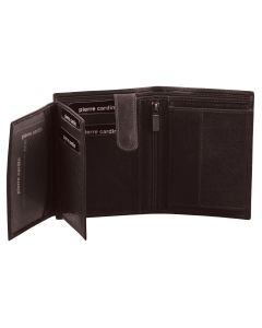 Pierre Cardin Mens Rustic RFID Leather Bi-Fold Wallet Card Holder - Brown
