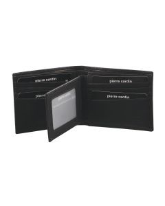 Pierre Cardin Mens Rustic Leather Bi-Fold Wallet Card Holder - Black