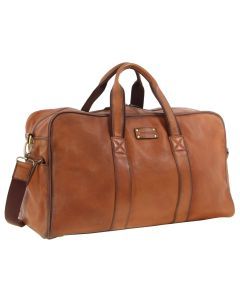 Pierre Cardin Rustic Leather Travel Bag Overnight Business - Cognac