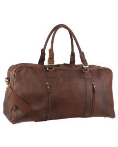 Pierre Cardin Rustic Leather Travel Business Trip Bag Overnight - Chocolate