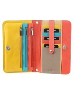 Pierre Cardin Genuine Leather Ladies Wallet Clutch Bag - Orange/Yellow