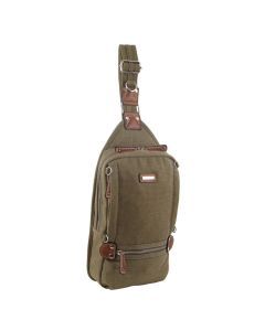 Pierre Cardin Canvas Cross Body Bag Travel Shoulder Sling - Brown