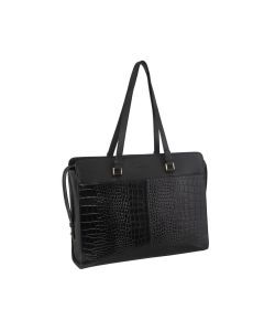 Pierre Cardin Unisex Croc-Embossed Leather Business 15" Laptop Computer Bag - Black