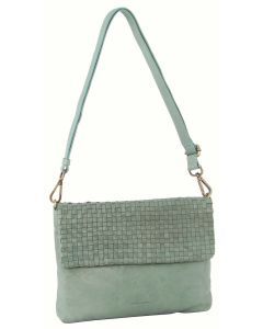 Pierre Cardin Womens Woven Leather Flap Cross-Body Bag/Clutch - Mint Green