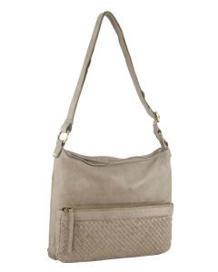 Pierre Cardin Woven Leather Ladies Cross-Body Bag Handbag - Taupe