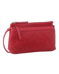 Pierre Cardin Woven Ladies Crossbody/ Clutch Bag - Red