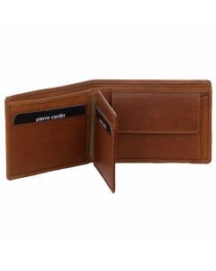 Pierre Cardin Mens Rustic Leather Bi-Fold Wallet RFID Protected - Tan