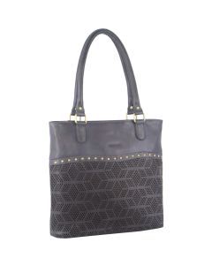 Pierre Cardin Womens Leather Perforated Shoulder Bag with stud Detailing - Teal