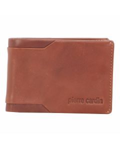 Pierre Cardin Mens Soft Italian Leather Slimline Bi-Fold Wallet - Cognac