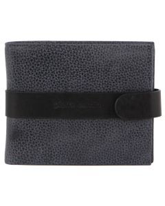 Pierre Cardin Mens RFID Woven-Embossed Leather Tab Wallet - Black