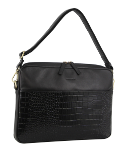 Pierre Cardin Croc-Embossed Leather Business 15" Laptop Computer Bag - Black