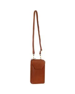 Pierre Cardin Ladies Leather Cross Body Bag/Wallet Bag/Clutch Wallet Small Flap - Cognac