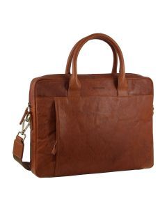 Pierre Cardin Leather Multi-Handle 15" Laptop Computer Bag - Tan