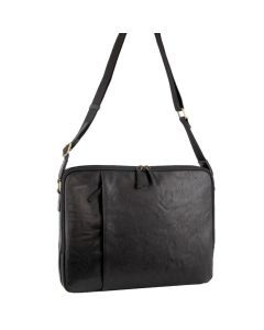 Pierre Cardin Crumpled Leather 15" Laptop Computer Bag - Black