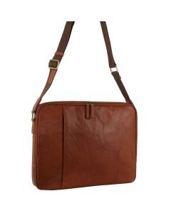 Pierre Cardin Crumpled Leather 15" Laptop Computer Bag - Tan