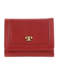 Pierre Cardin Ladies Leather Snap Button Tri-Fold Wallet - Red
