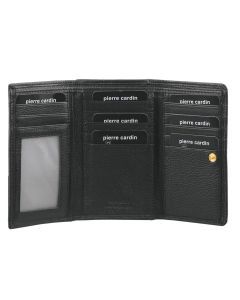 Pierre Cardin Womens Soft Italian Leather RFID Purse Wallet Rustic - Black